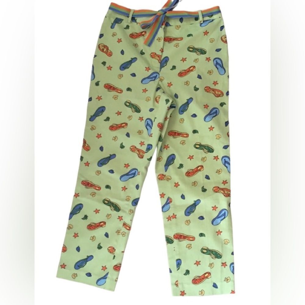 Randi M Lime Green Flipflop Capri pants Size 14